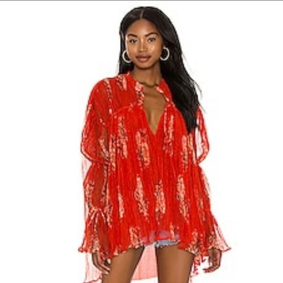 Free People Dahlia Tunic with Sleeve Detail in Vintage Floral Pop Combo Size XS - Picture 6 of 16